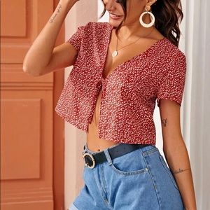 red floral tie top